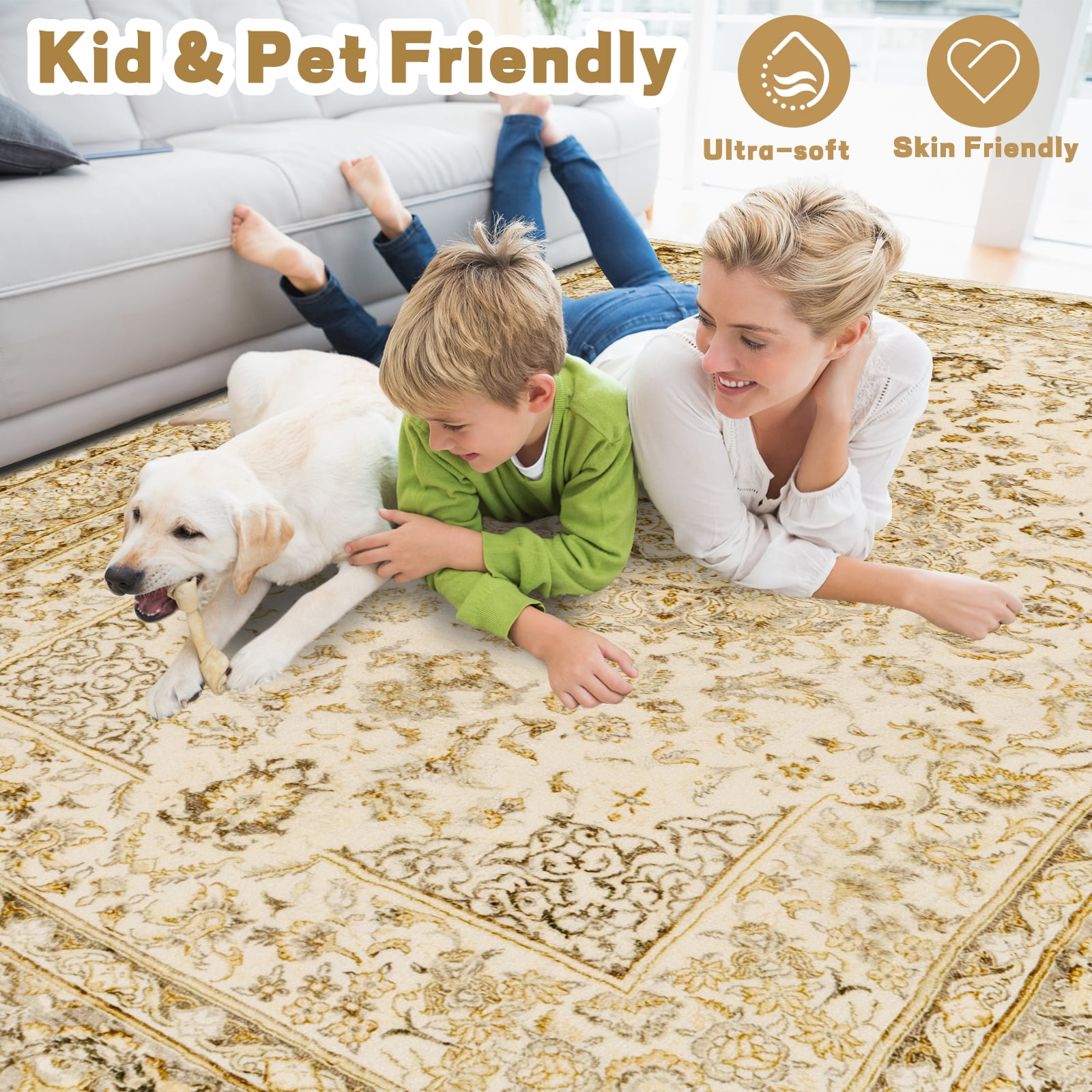 6.7x9ft Area Rug for Living Room Washable Rug for Bedroom Kitchen Dining Room Rugs Non-Slip Home Decor Carpet Faux Wool Rug Modern Art Ultra Soft Area Rug