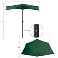 thumbnail image 5 of Villacera 9-foot Half Outdoor Patio Umbrella with Easy Hand Crank, Forest Green, 5 of 9