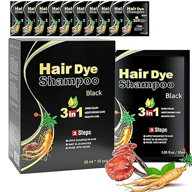 Fiudx Champú para Teñir El Cabello, Fórmula Herbal Natural, Tratamiento Nutritivo para Oscurecer, Fácil Aplicación, Cuidado Capilar En Casa, Apto para Hombres y Mujeres, Paquete de 10 para Múltiples