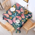 thumbnail image 2 of Pink Butterfly Rose Daisy Green Pattern Square Tablecloth,Waterproof Square Table Cover,Wipeable Spillproof Washable Table Cover for Home Kitchen Party Decor 52"x52"(132x132cm), 2 of 6