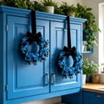 thumbnail image 6 of Small Black Boxwood Halloween Wreath 8.7", Round Rattan Twig Branch Wreath, Gothic Artificial Fall Floral Wreaths, Kitchen Cabinet Table Decor for Home Party, D, 6 of 6