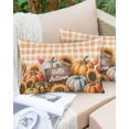 thumbnail image 6 of Orange Pumpkins Fall Throw Pillow Cover 12 x 20 Inch Decorative Pillow Cover Plaid Thanksgiving Botanical Checkered Lumbar Pillowcase Seasonal Rectangle Cushion Case for Couch Sofa Bed Living Room, 6 of 7