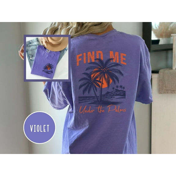 Beach Summer Tropical T-shirt Back Design Beachwear Island Distressed Vintage Style Graphic Top Travel Vacation Sunset Shirt