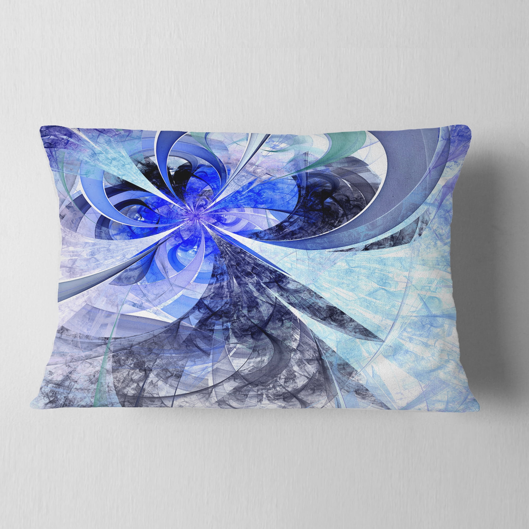 Designart 12" x 20" Black Polyester Throw Pillow