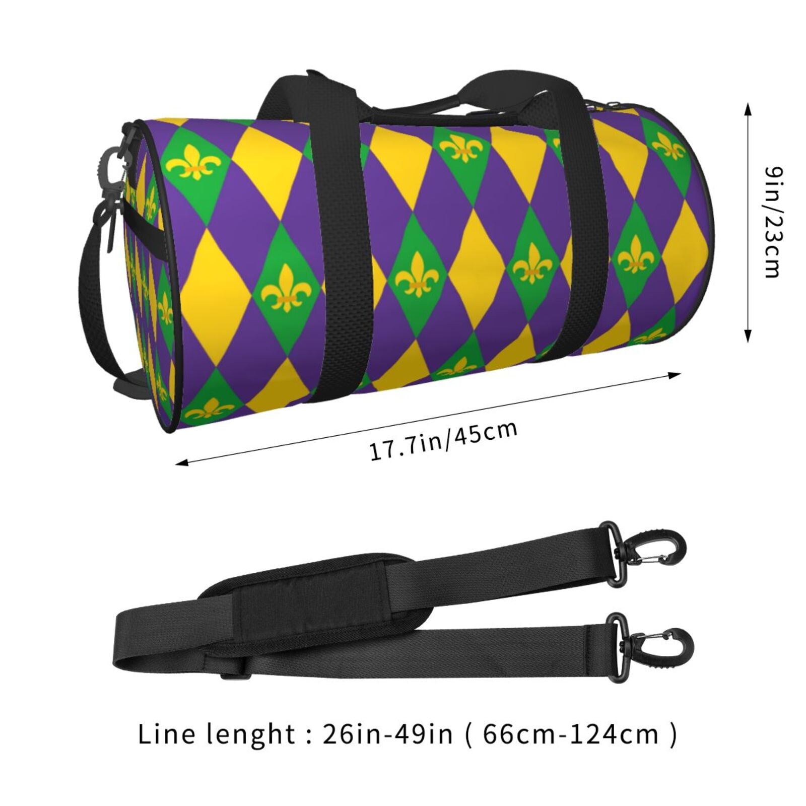 Vsdgher Mardi Gras 45L Foldable Duffel Bag, Sports Gym Bag,Overnight Bag, Portable Weekender Bag for Airplanes