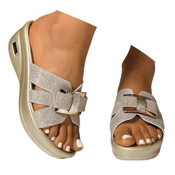 Dakaela Platform Sandals for Women Recovery Orthopedic Walking Slides Wide Width Summer Casual Shoes