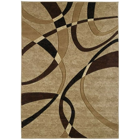 - United Weavers Contours Area Rugs - 510-21351 Solid & Striped Chocolate Swirls Wavy Lines Stripes Rug