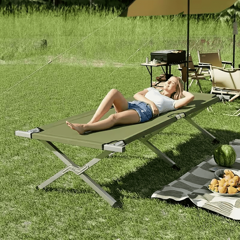 AISWORD Portable Camping Cot for Adults,Folding Bed with Carry Bag,Sleeping Cot for Outdoor Travel,Office Nap,Green