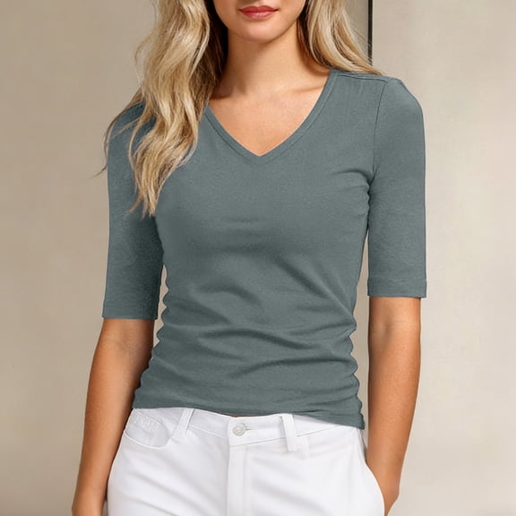 T-Shirt Women Short Sleeve V Neck Basic Tees Summer Shirts Cute Tops for Women