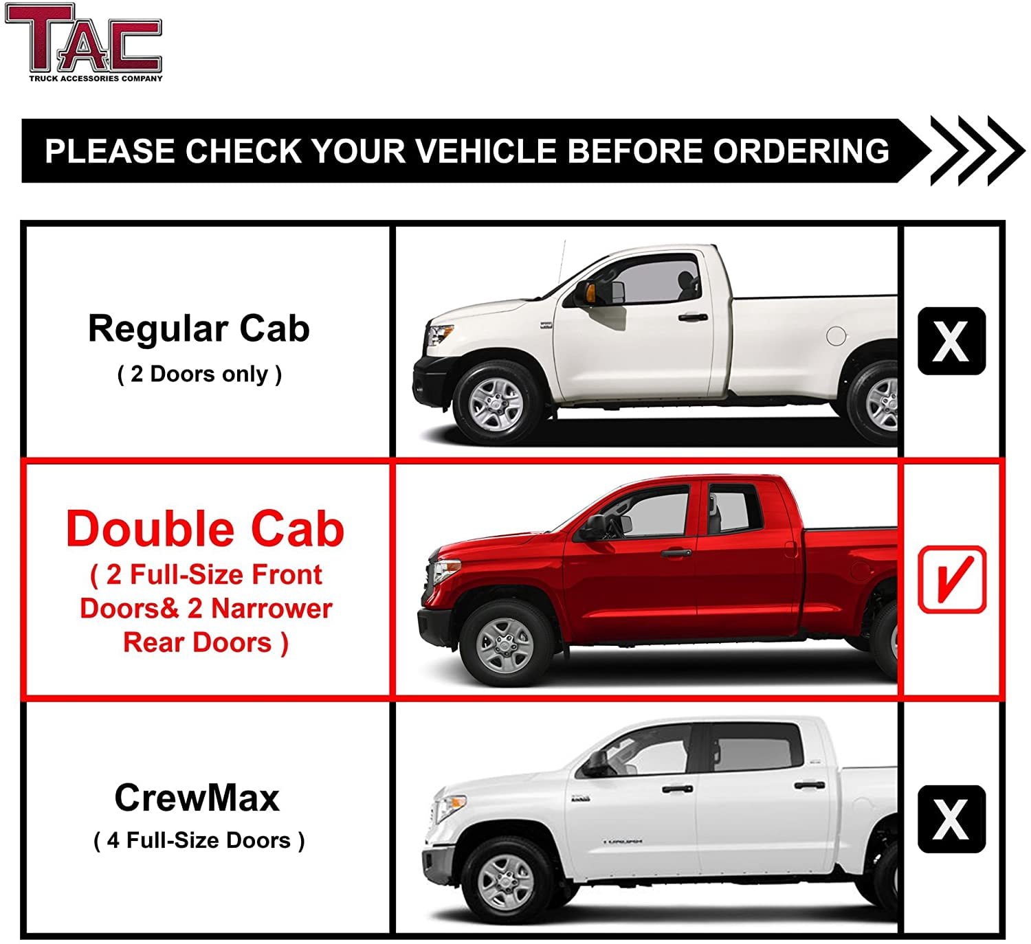 TAC Sidewinder Running Boards Fit 2007-2021 Toyota Tundra Double Cab 4” Drop Side Steps Nerf Bars Rock Slider Pickup Truck Fine Texture Black Off-Road Accessories (2pcs)