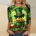 thumbnail image 1 of TaTaai St. Patrick's Day Women's Casual Print Round Neck 3/4 Sleeve T-Shirt Loose Top Gift, 1 of 5