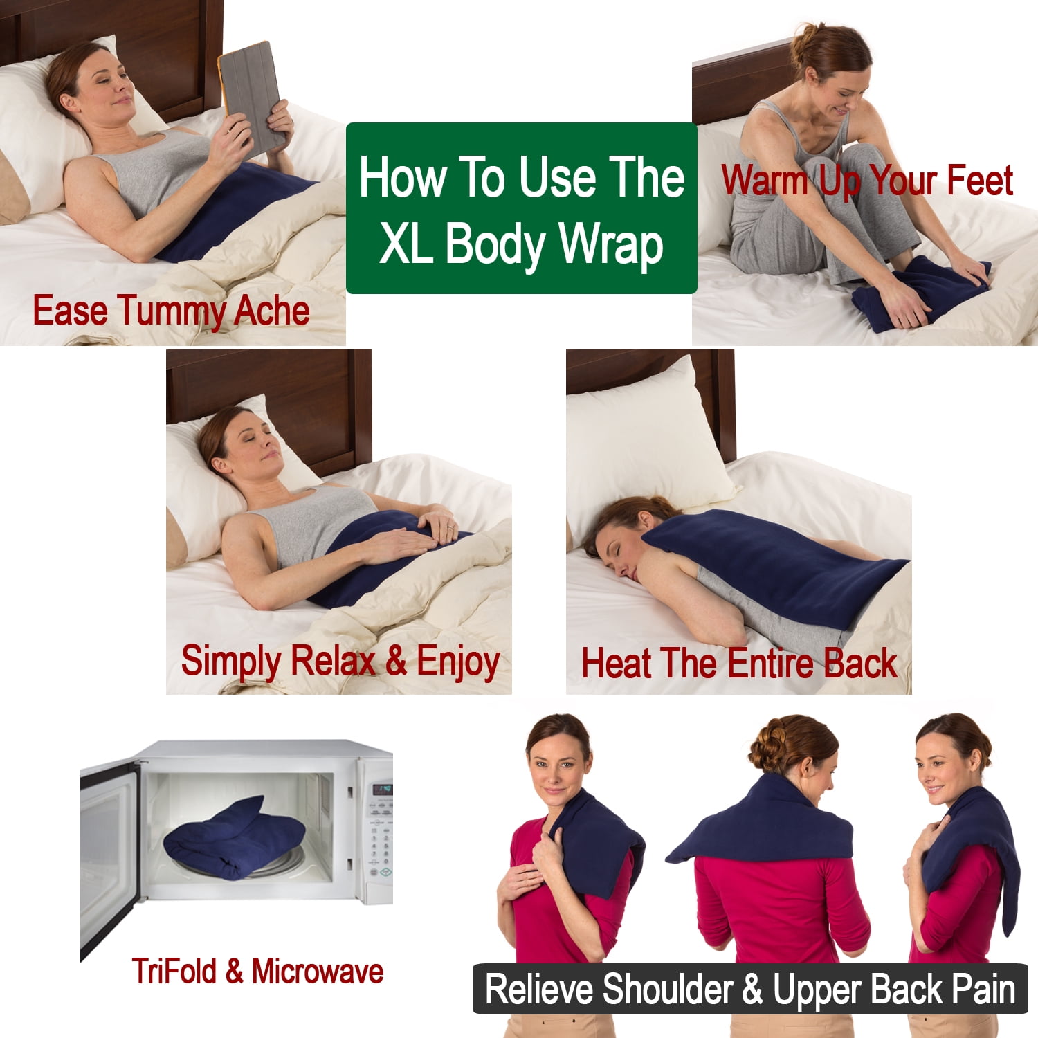 Sunny Bay Extra Large Body Heating Wrap, Back Pain Relief, Moist Heat Bean Bag, Washable Fleece Cover, Cody Copper