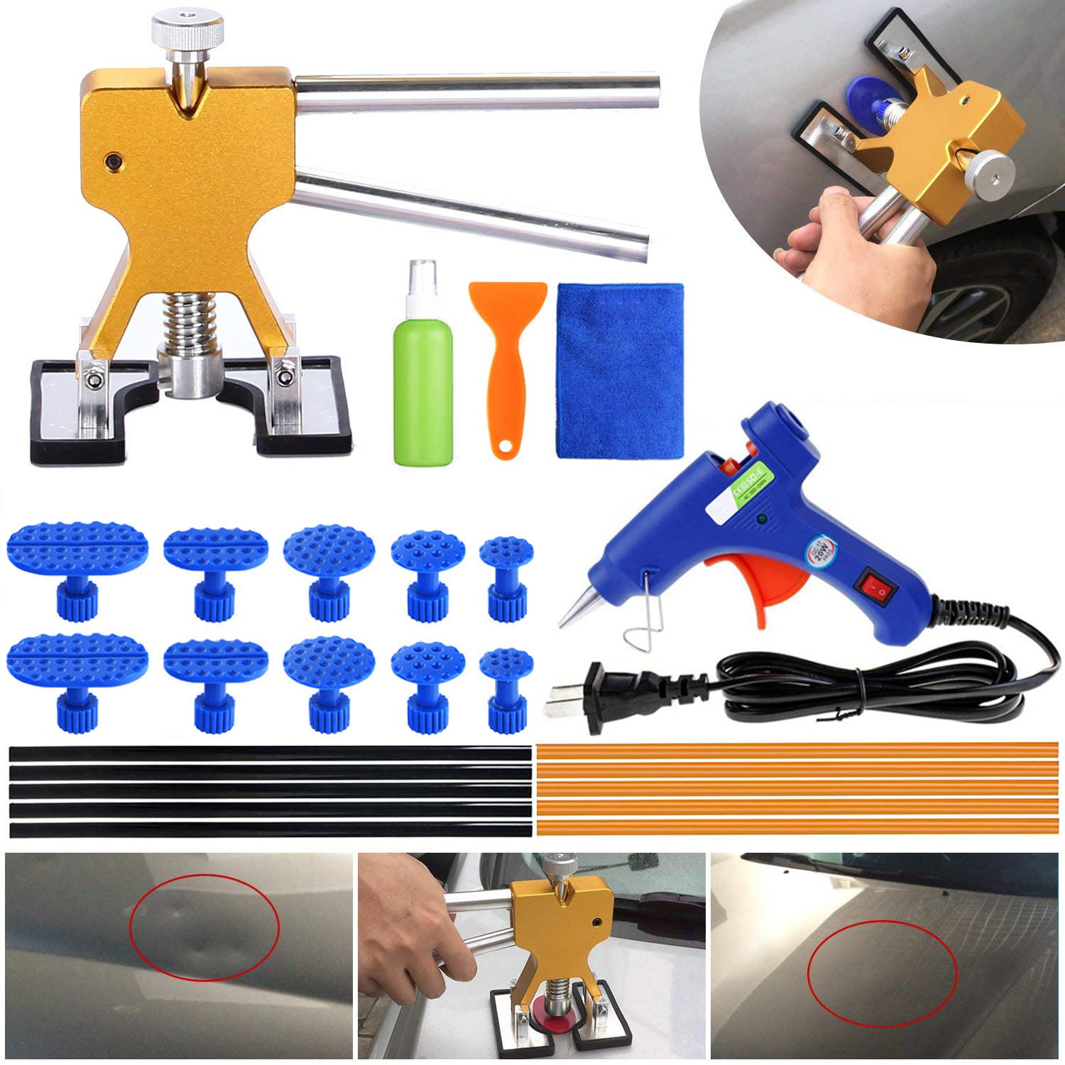 20Pc Car Quick Paintless Dent Repair Tools Hail Damage Remover Body Dent Removal 