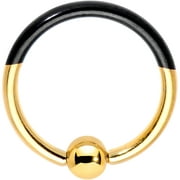 Body Candy Bright and Black Anodized Titanium Steel Two Tone BCR Captive Ring 16 Gauge 3/8"