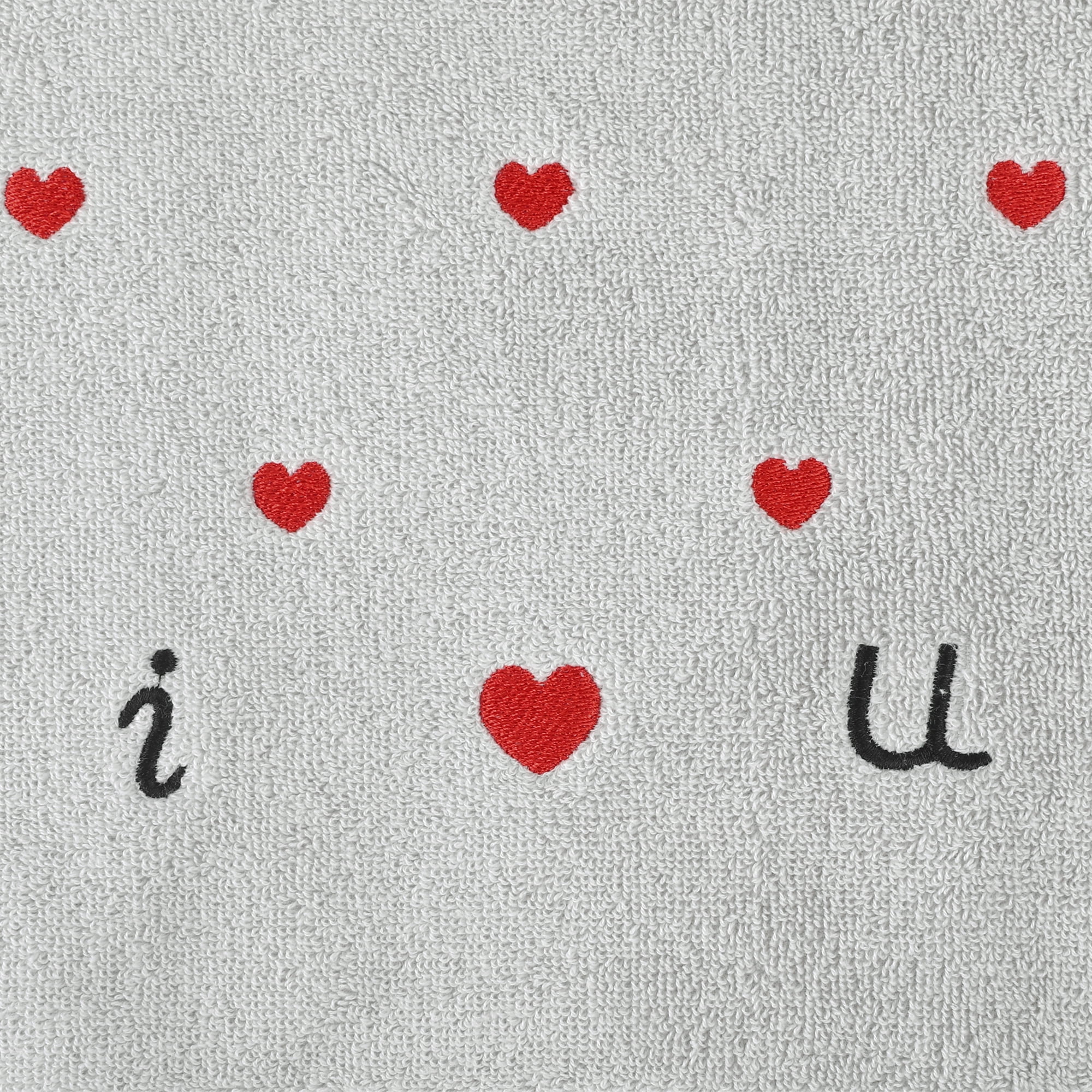 Unique Bargains 4 Pcs Letter Heart Pattern Hand Towels Light Grey/White 13" x 29"