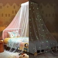 thumbnail image 1 of Dinheiro - Toldo de malla con estrellas fluorescentes para niñas y niños que brillan en la oscuridad, para colgar en la cama, toldo para cuna, tienda de campaña, mosquitera de fácil instalación para, 1 of 8