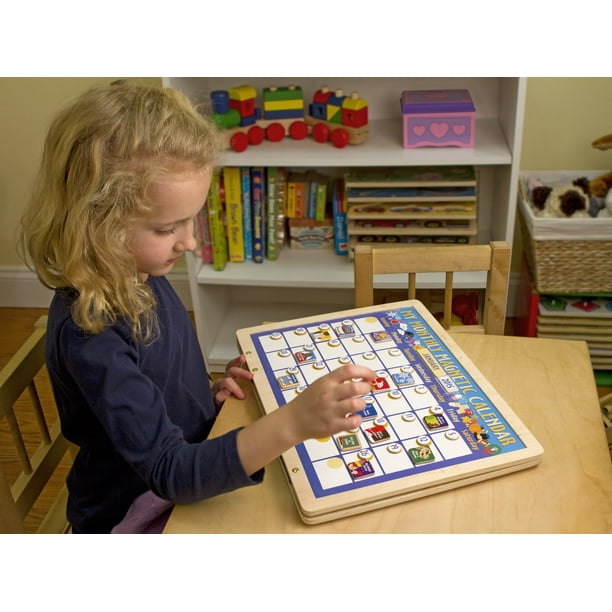 Melissa Doug Deluxe Wooden Magnetic Calendar With 134 Magnets