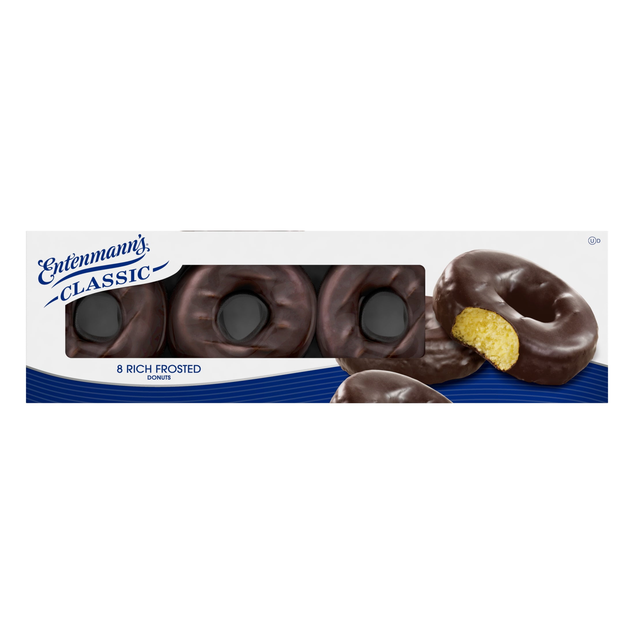 Entenmann's Classic Rich Frosted Donuts, 8 count, Chocolate Donuts, 16.5 oz Box