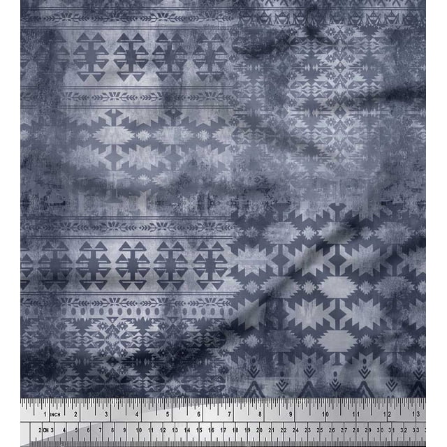 Soimoi Satin Silk Fabric Aztec Southwestern Fabric Prints By Yard 42 Inch Wide