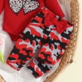 thumbnail image 6 of CAICJ98 Newborn Baby Girl Clothes Heart Pirnt Ruffle Long Sleeve Romper Camo Pants with Bow Headband Fall Winter Outfits,Size 12-18 Months, 6 of 8