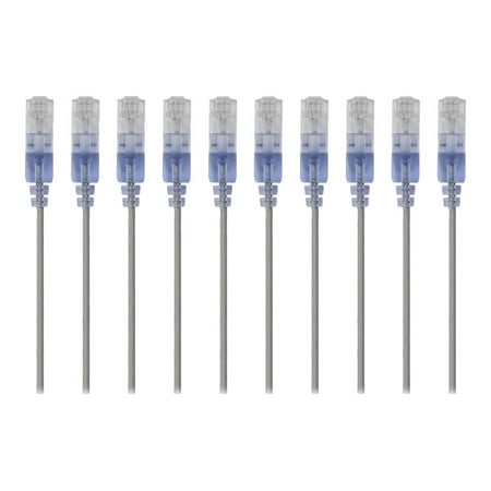 UPC: 0889028032398 | Monoprice SlimRun – Patch cable – RJ-45 (M) to RJ-45 (M) – 5 ft – UTP – CAT 6a – snagless  stranded – gray (pack of 10)