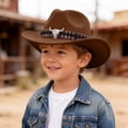 thumbnail image 2 of Quealent Toddler Cowboy Hat, Felt Cowboy Hats for 1-15, Western Cowgirl Costume for Kids, Boy and Girl Khaki 3-8 Years, 2 of 5