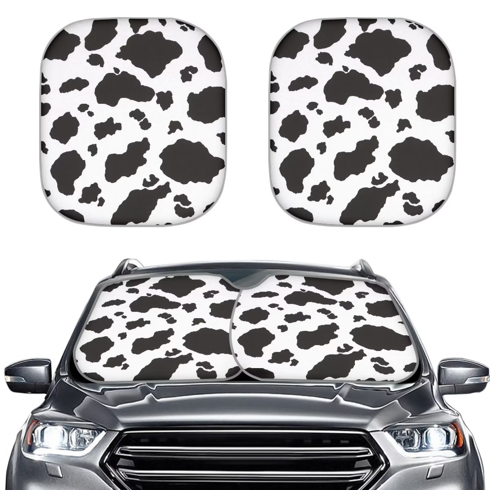 FKELYI Cow Print Car Sun Shade for Windshield Foldable Blocks Max UV