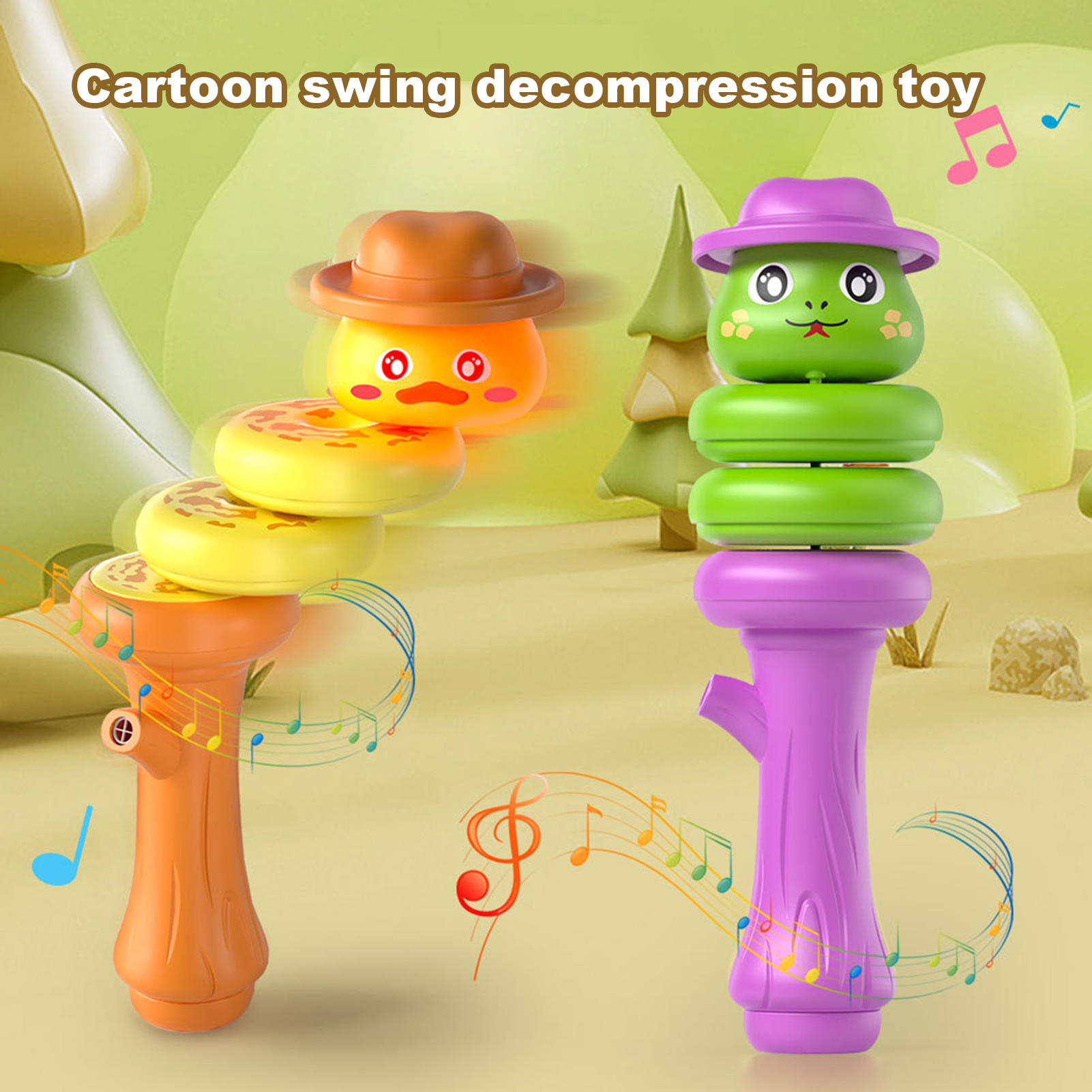 Twisting Snake Whistle Toy Stress Relief Handled Cartoon Animal Twister ...