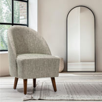 Kuba Accent Chair Upholstered Performance Fabric Solid Wood Frame and Legs Side Chair Living Room Bedroom Restaurant Coffee Shop Easy Assembly (Powder Blue) by MELAGIO