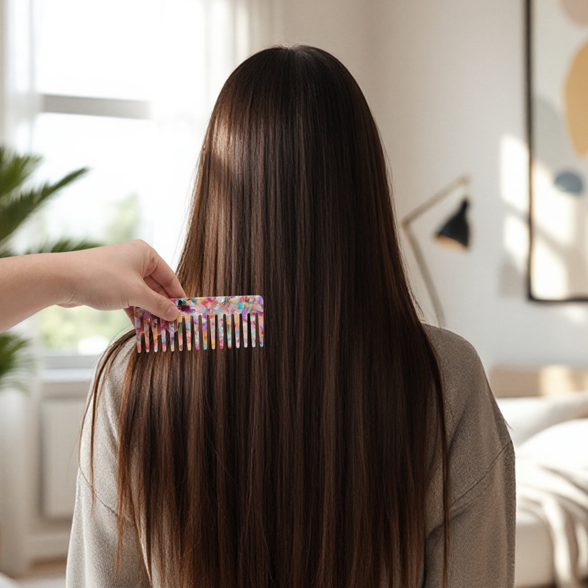Unique Bargains 1 Pc Sixteen Tooth Rectangular Hair Comb for All Hair Types Colorful