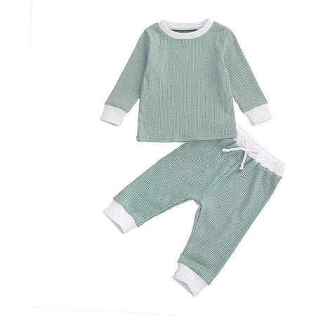 

Viworld Toddler Infant Baby Boys Girls Organic Cotton Ribbed Long Sleeve Tops T-Shirt with Pants Outfit Set