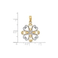 thumbnail image 3 of 14K Yellow Gold & White Rhodium Beaded Heart Petals Flower Pendant, 3 of 6