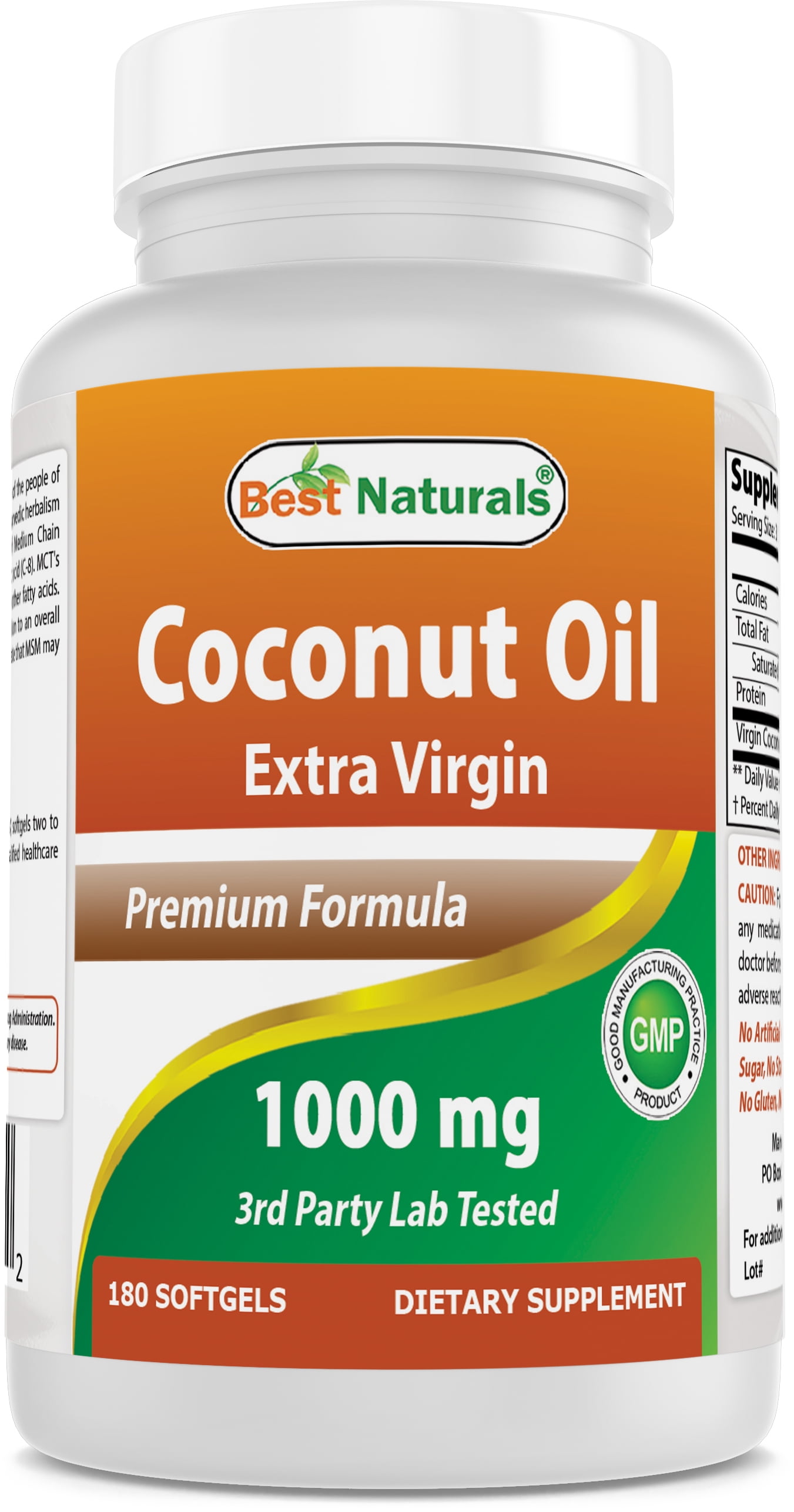 Best Naturals Coconut Oil 1000 mg 180 Softgels