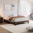 thumbnail image 2 of Queen platform marco de cama con underbed almacenamiento - 10.24-pulgada clearance, wood y metal slat support, no cabecero, no box spring necessary, simple assembly - walnut, 2 of 8