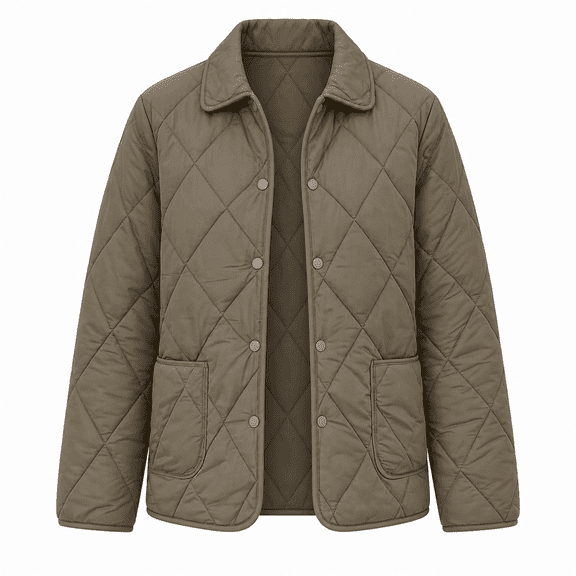 Yutgune Women's Winter Diamond Quilted Jacket Long Sleeve Button Lapel Collar Lightweight Padded Outerwear Coat
