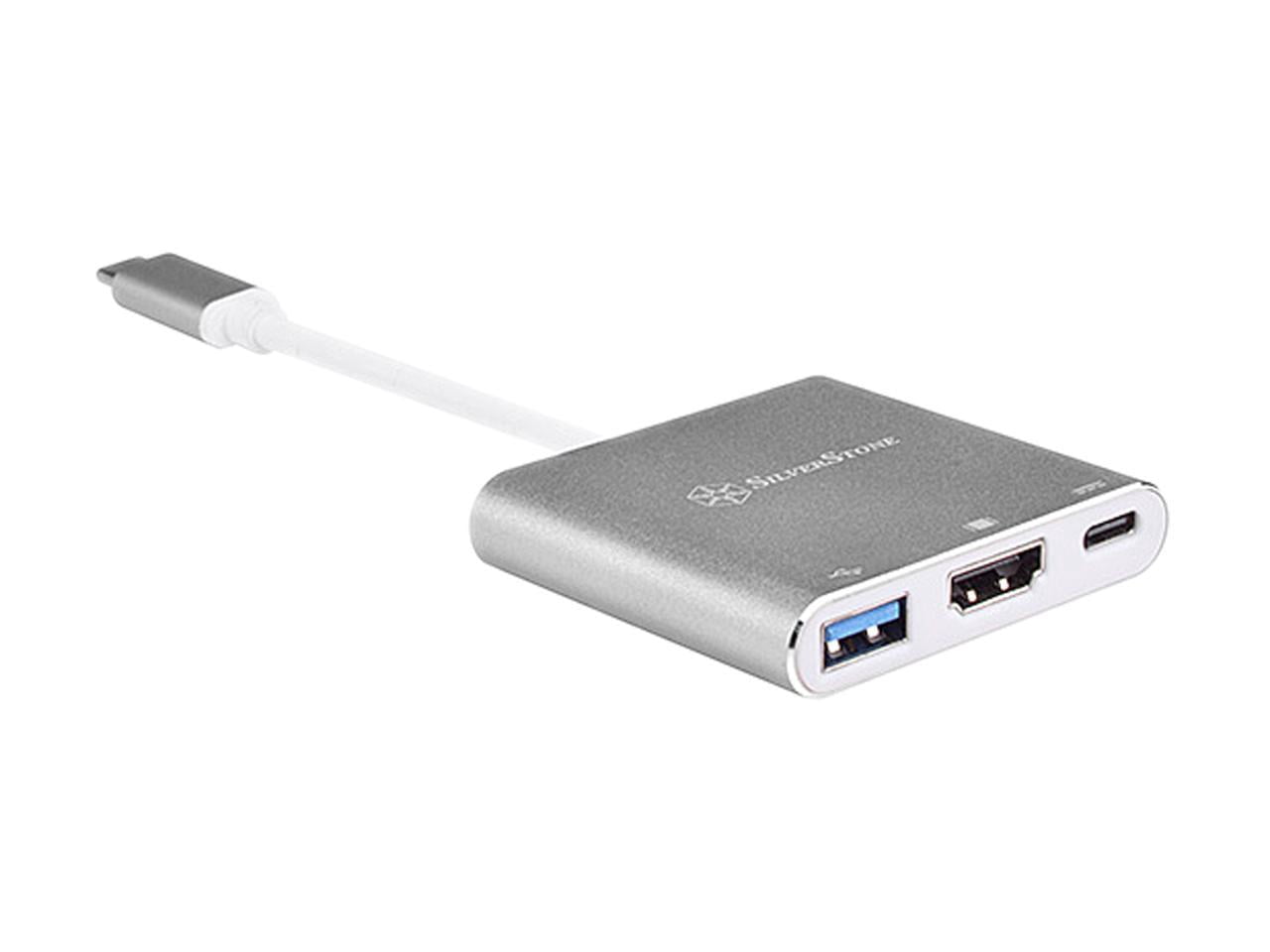 SilverStone USB Type-C Multi-purpose Hub with USB Type-A, USB Type-C, and HDMI, Charcoal Gray (EP08C)
