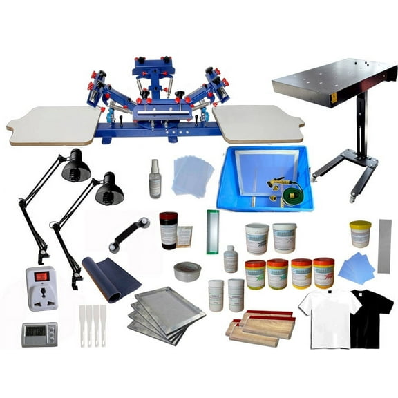 Techtongda 4 Color 2 Station Screen Printing Kit Press Full Set Starter Bundle Kit #006976