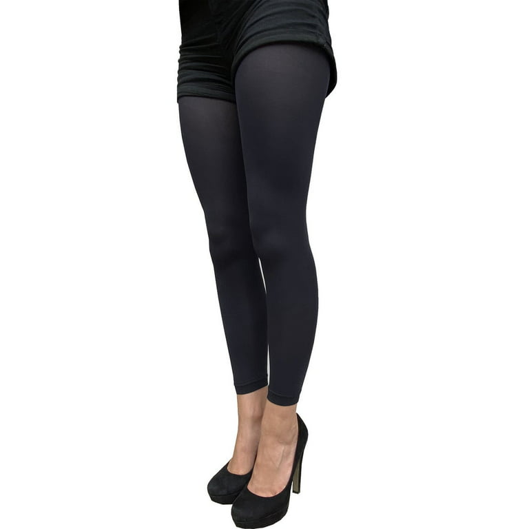 Black Opaque Footless Tights for Women