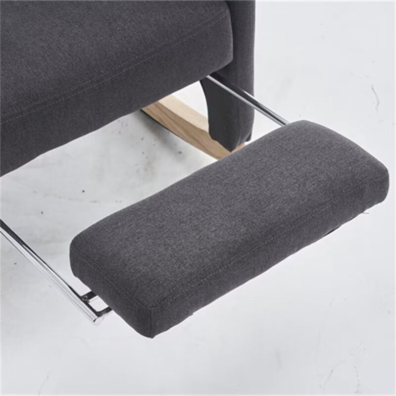 Rocking Chair Nursery - Modern Linen Upholstered Gliding Rocker Chair Lounge Chair with Adjustable Footrest, High Back Wingback Armchair Comfy Single Sofa Chair for Living Room, Dark Gray
