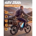 thumbnail image 4 of 750W 28Mph,48V 25AH Electric Bike for Adults,Max 80 Miles, 20" Fat Tire Mountain Bike,Disc Brakes,TUV Rheinland Certified, 4 of 9