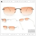 thumbnail image 2 of Retro Luxe Rimless Rectangle Metal Frame 90s Fashion Sunglasses Silver - Orange, 2 of 8