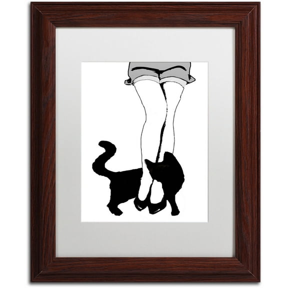 Trademark Fine Art "Black Cat" Canvas Art by Color Bakery White Matte, Wood Frame