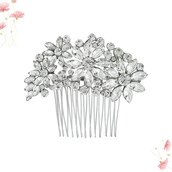 PBPBOX Bridal Rhinestone Hair Clip Silver Hair Jewelry Accessory for Women at Anniversary 1Set