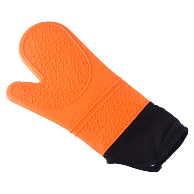 Manoplas de horno, manoplas de horno antideslizantes extralargas de silicona resistentes al calor con protección de algodón para cocinar, hornear