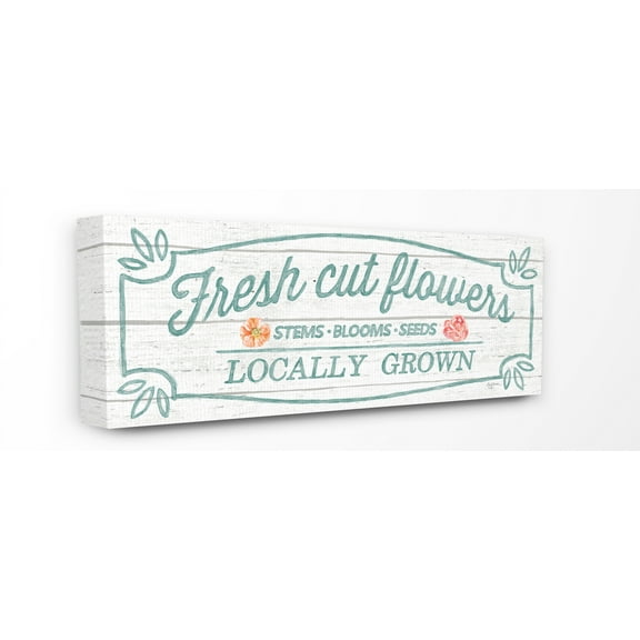 Fresh Cut Flowers Rustic Wood Textured Word 40 in x 17 in Painting Canvas Art Print, by Stupell Home Décor