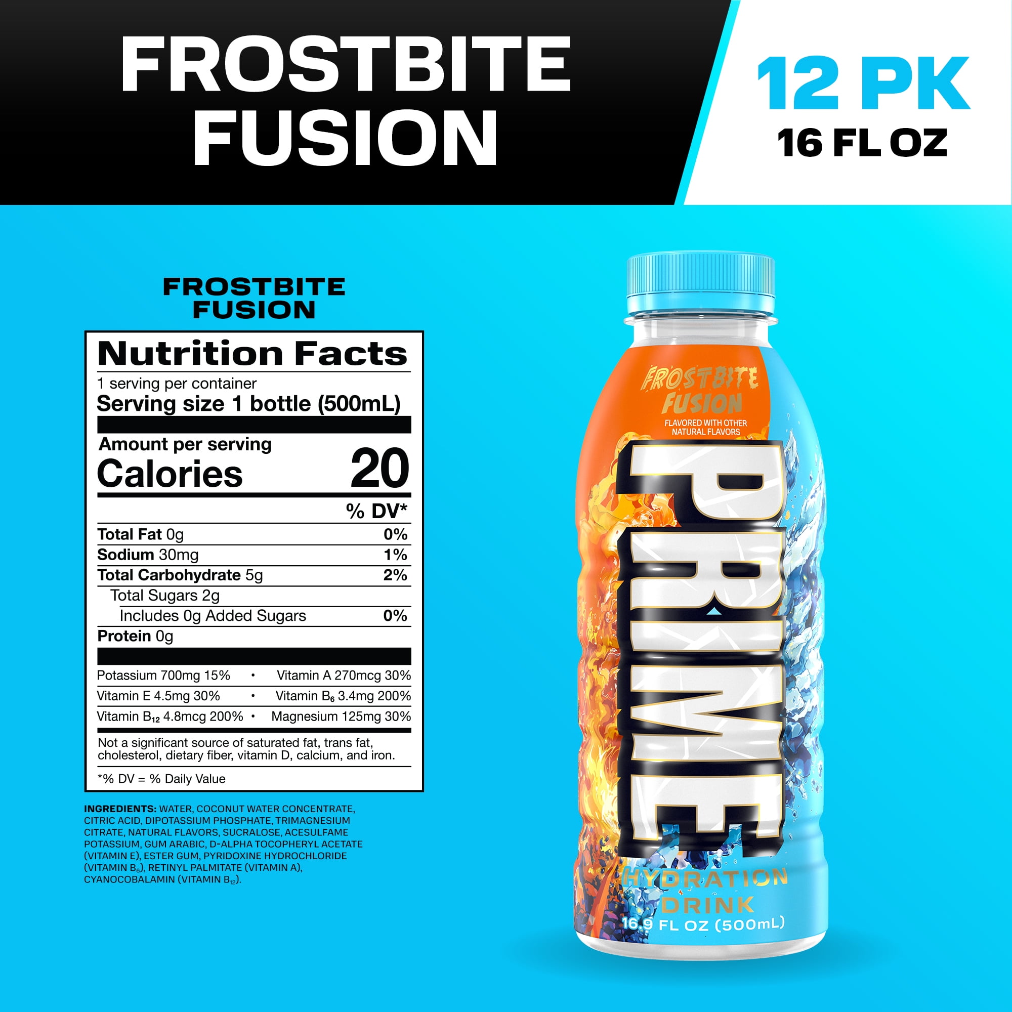 Prime Hydration Sports Drink, Frostbite Fusion, 16.9 fl oz, Bottle