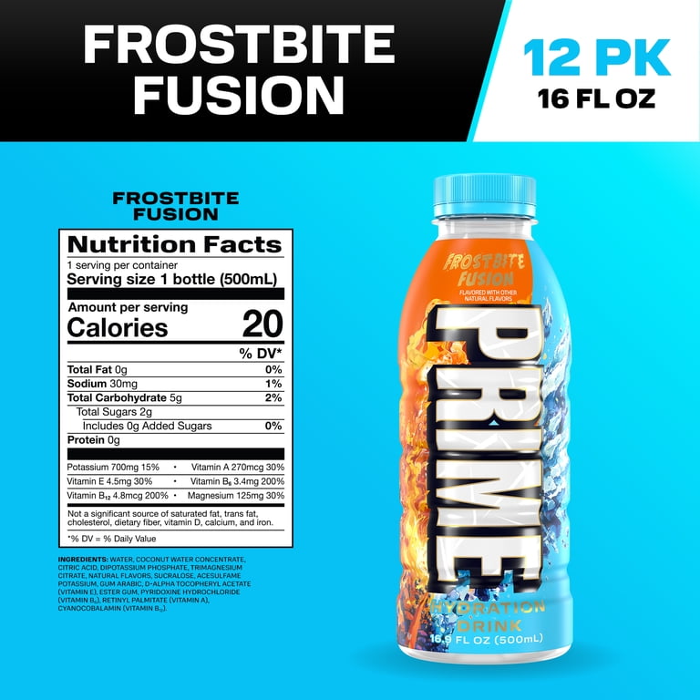 Prime Hydration Frostbite Fusion Sports Drink, 16.9 fl oz, 12 Pack photo 2