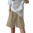 thumbnail image 3 of FUNUONY Bermuda Shorts for Women Summer Elastic Waist Knee Length Beach Short Flowy High Waisted Wide Leg Lounge Shorts,Summer Beach Baggy Shorts Plus Size Dressy Casual Pull On Shorts Khaki S-2XL, 3 of 5