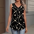 thumbnail image 3 of Iaqnaocc Tank Tops for Women Summer Sleeveless Loose Fit Geometric Print Pleated Tunic Casual Basic V Neck Womens Fashion Clothing Clothes Black L, 3 of 6