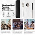 thumbnail image 5 of 2 stainless steel travel camping tableware set fork spoon chopsticks with portable box, 5 of 5